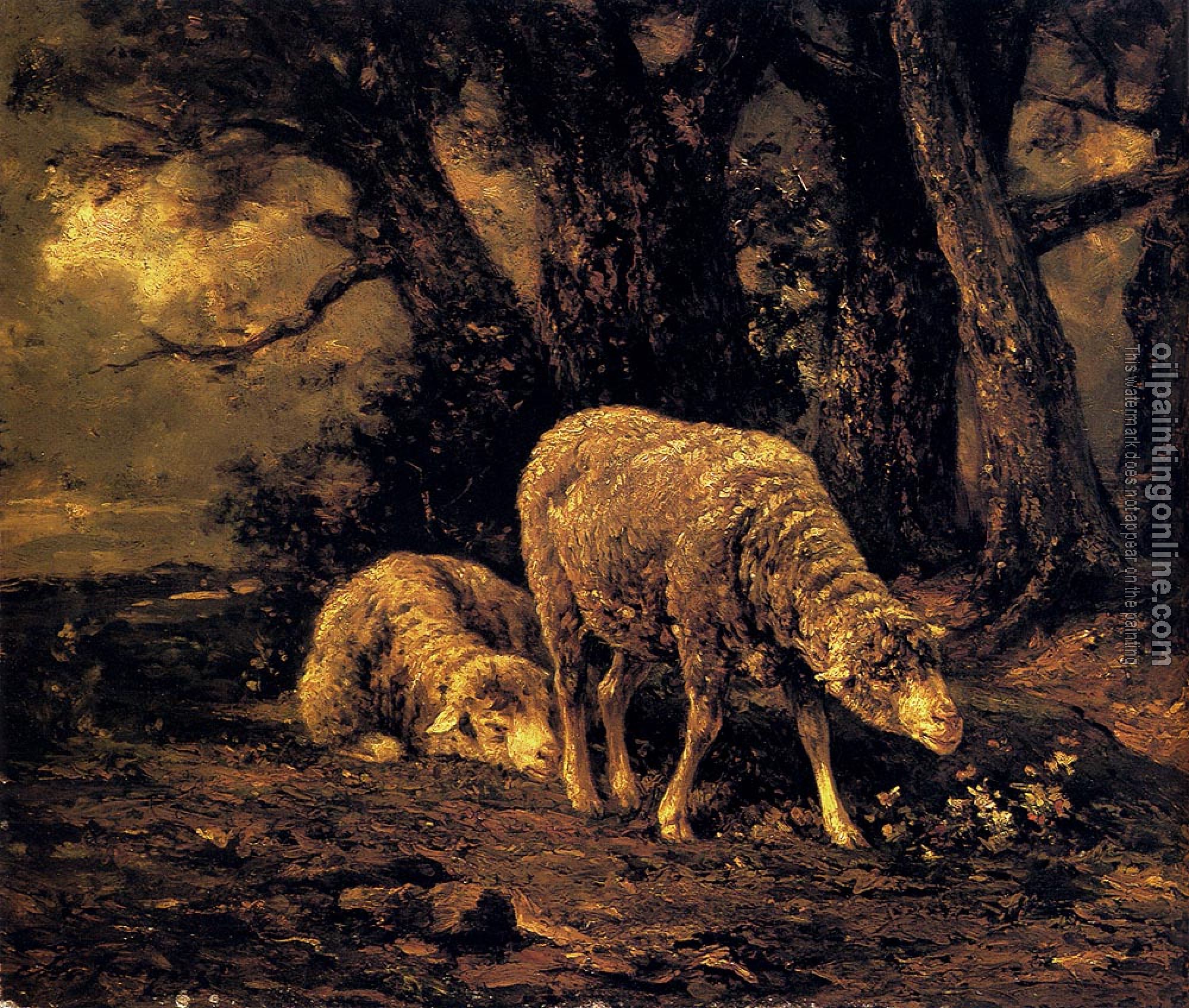 Charles Emile Jacque - Sheep In A Forest
